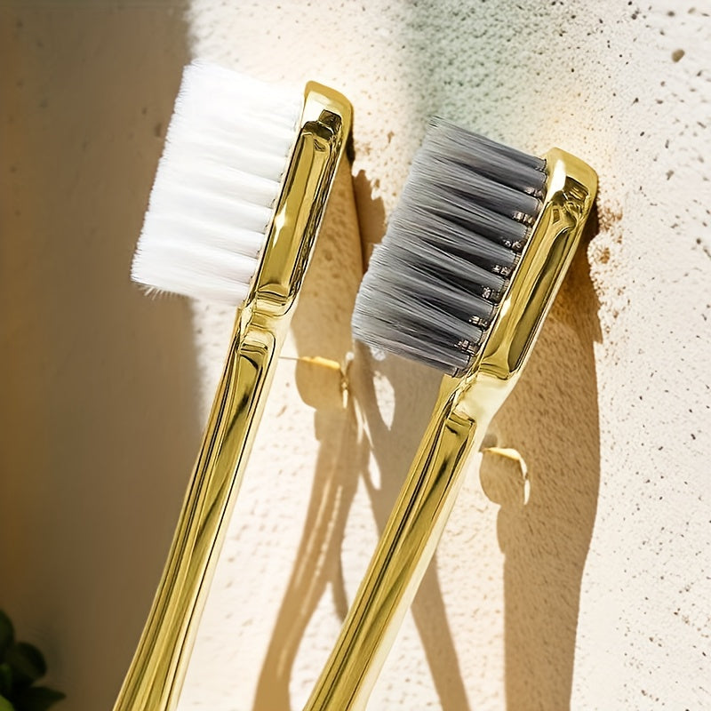 Golden Soft Bristle Adult Toothbrush - Small Head, Fine Fibers for Gentle Cleaning, Compact Design, Individually Wrapped, Perfect for Couples & Home Use, Daily Oral Hygiene | Modern Toothbrush | Soft Bristle Brush