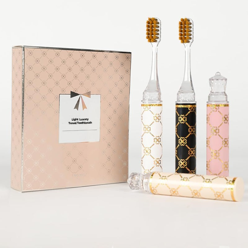 Foldable Travel Toothbrush SetCompact Head Mini Toothbrush with Toothbrush Case Soft Bristled Travel Toothbrushes for Adults Printed Handle 4pcs, Toothbrush Cover, Travel Toothbrush And Toothpaste, Hard Toothbrush for Women, Toothbrush Travel Case