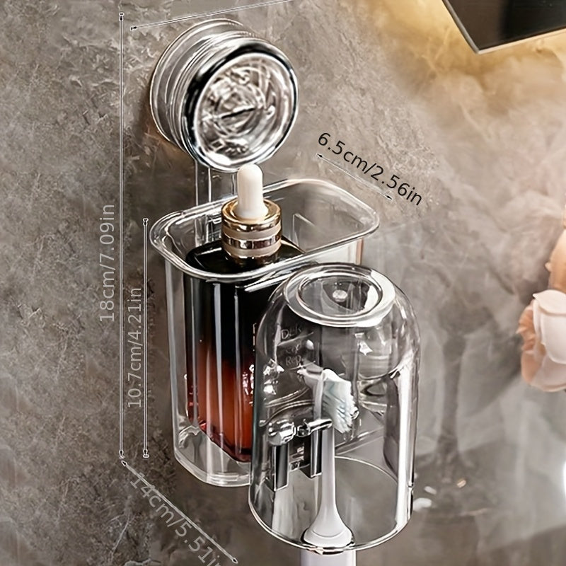 Suction Cup Toothbrush Holder, No Drilling Required, Wall-Mounted Bathroom Cup and Rinse Cup Organizer, Shower Caddies