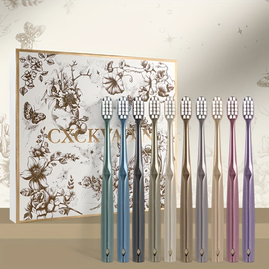 10 Soft-Bristle Toothbrushes, Family Gift Set, Adult Exclusive, Non-Slip Grip Handle, Full Coverage Cleaning, Polypropylene Material, Ideal for Daily Care, Deep Cleaning, Gum Protection, Hot Seller in the US., Family Dental Hygiene, Gum Protection