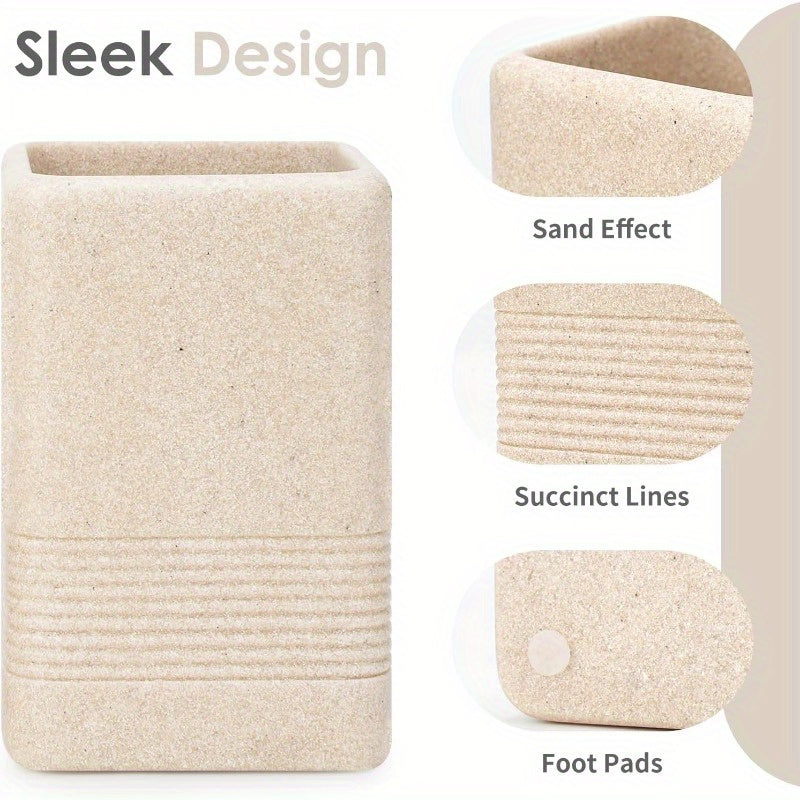 Toothbrush Holders for Bathrooms 2pcs Resin Toothbrush Holder Cup Organizer Tumbler for Bathroom Vanity Countertop Beige