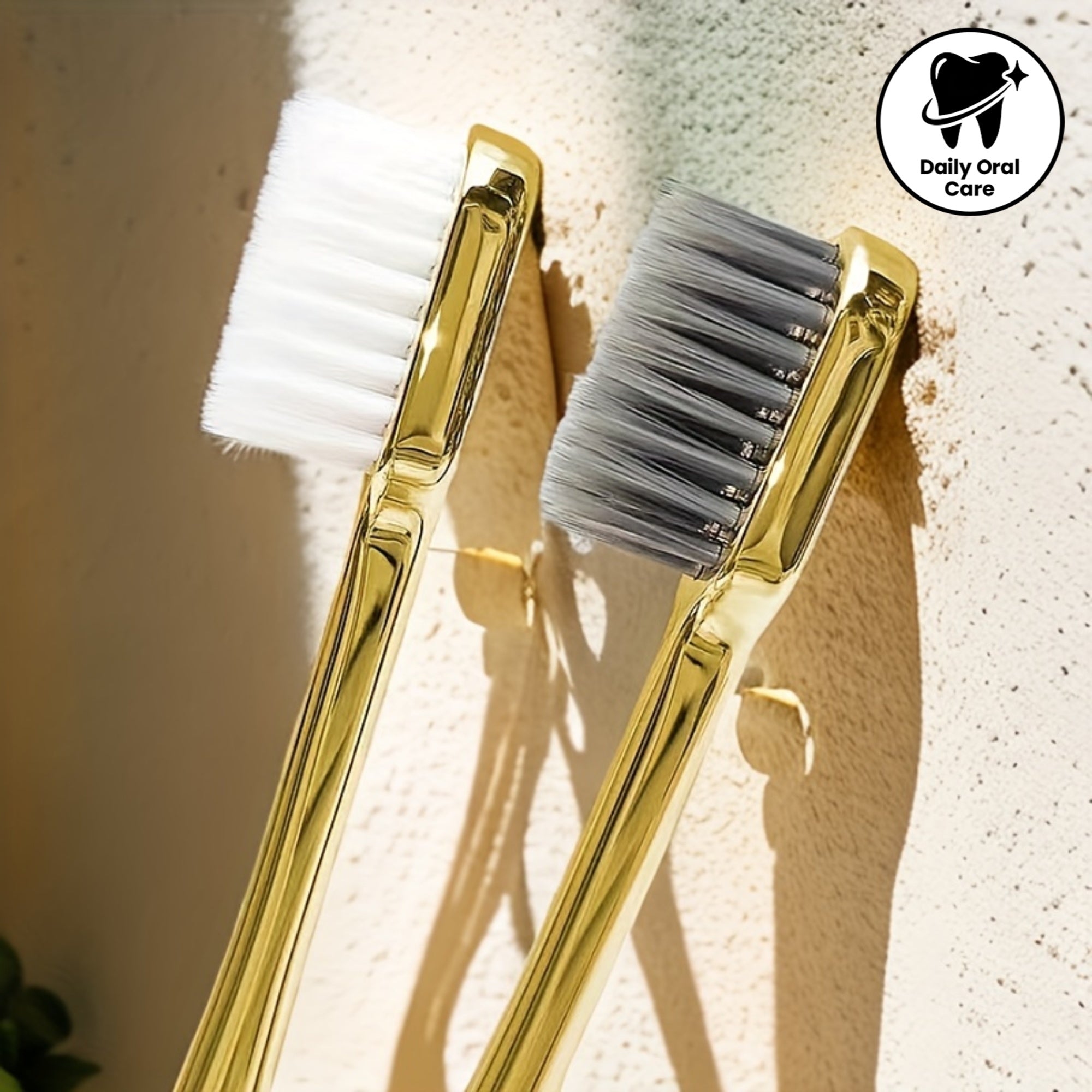 Golden Soft Bristle Adult Toothbrush - Small Head, Fine Fibers for Gentle Cleaning, Compact Design, Individually Wrapped, Perfect for Couples & Home Use, Daily Oral Hygiene | Modern Toothbrush | Soft Bristle Brush