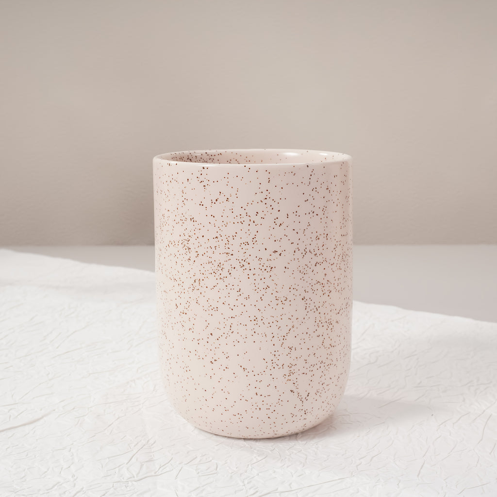 Texture Accessories 4pcs Beige Sandstone Ceramic Bathroom Set | Soap Dispenser, Toothbrush Holder, Tumbler, Soap Dish | Modern Minimalist Countertop Decor