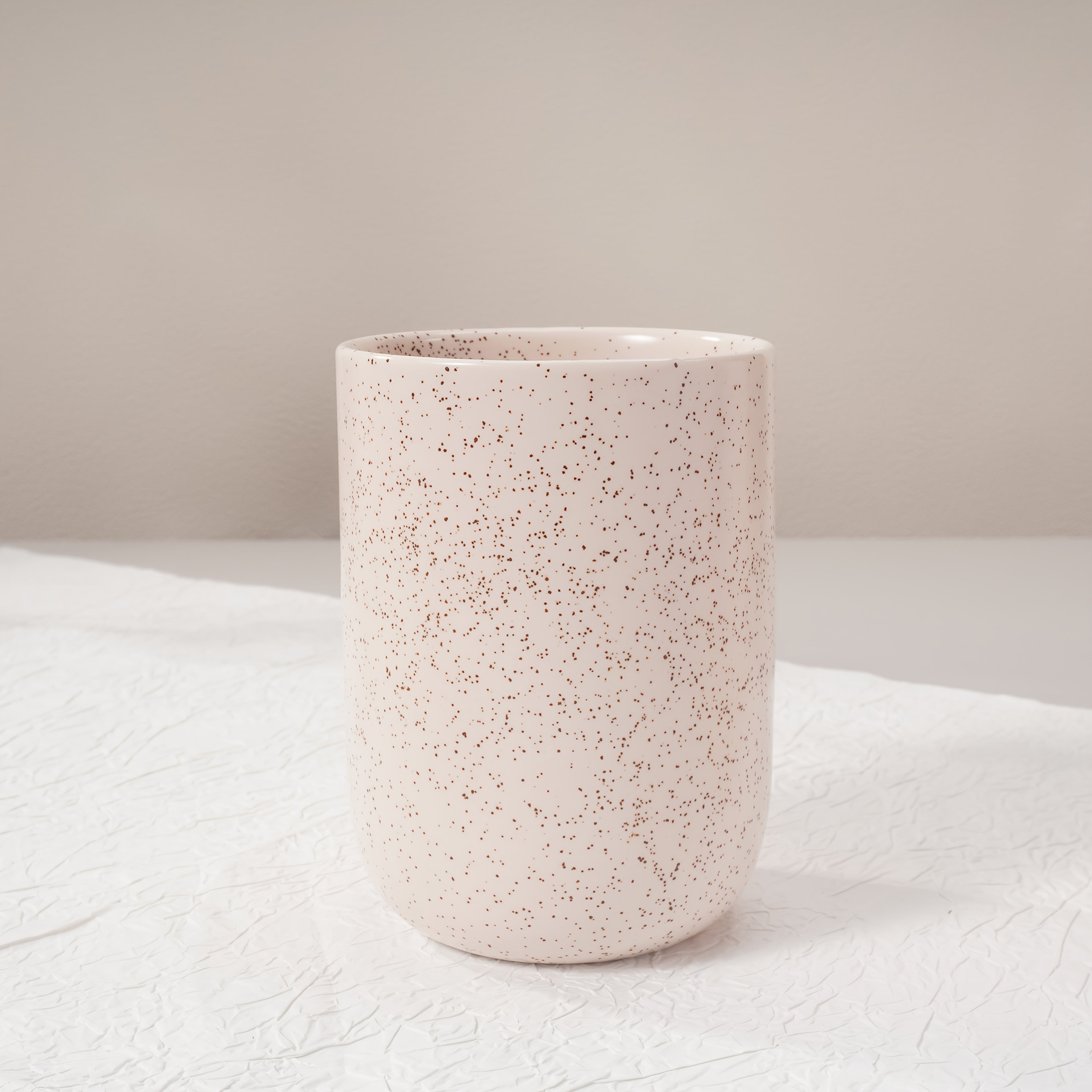 Texture Accessories 4pcs Beige Sandstone Ceramic Bathroom Set | Soap Dispenser, Toothbrush Holder, Tumbler, Soap Dish | Modern Minimalist Countertop Decor