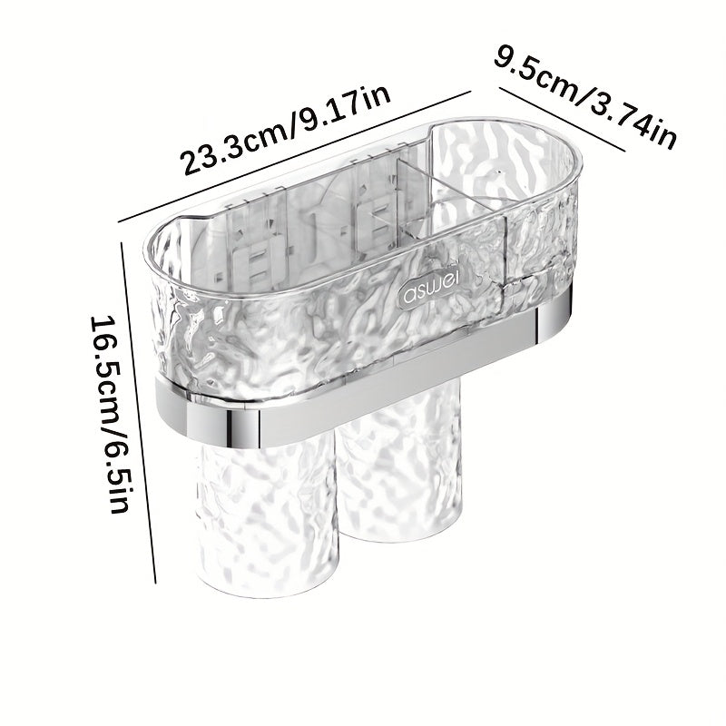 Bathroom Toiletries and Storage Set, Transparent Glacier Style, Including Shelf, Mouthwash Cup, Toothbrush Holder