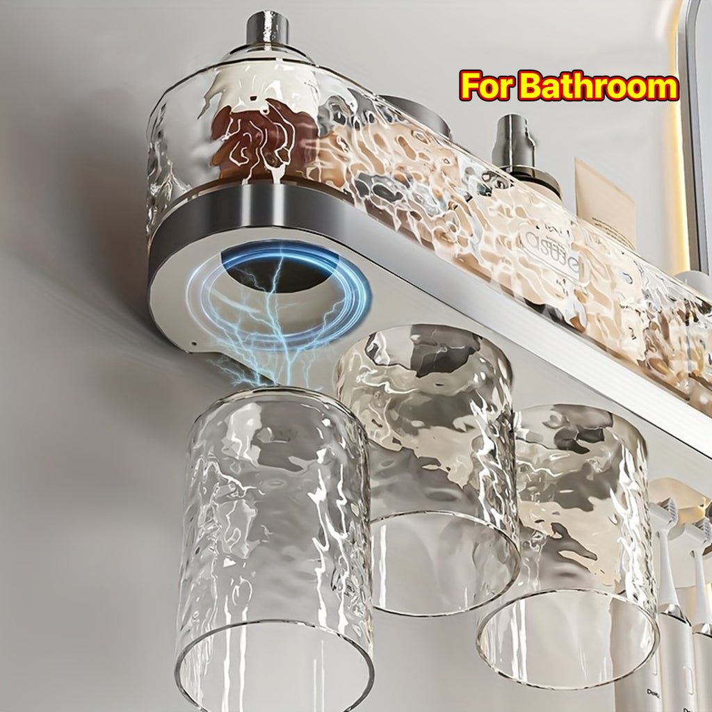 Bathroom Toiletries and Storage Set, Transparent Glacier Style, Including Shelf, Mouthwash Cup, Toothbrush Holder