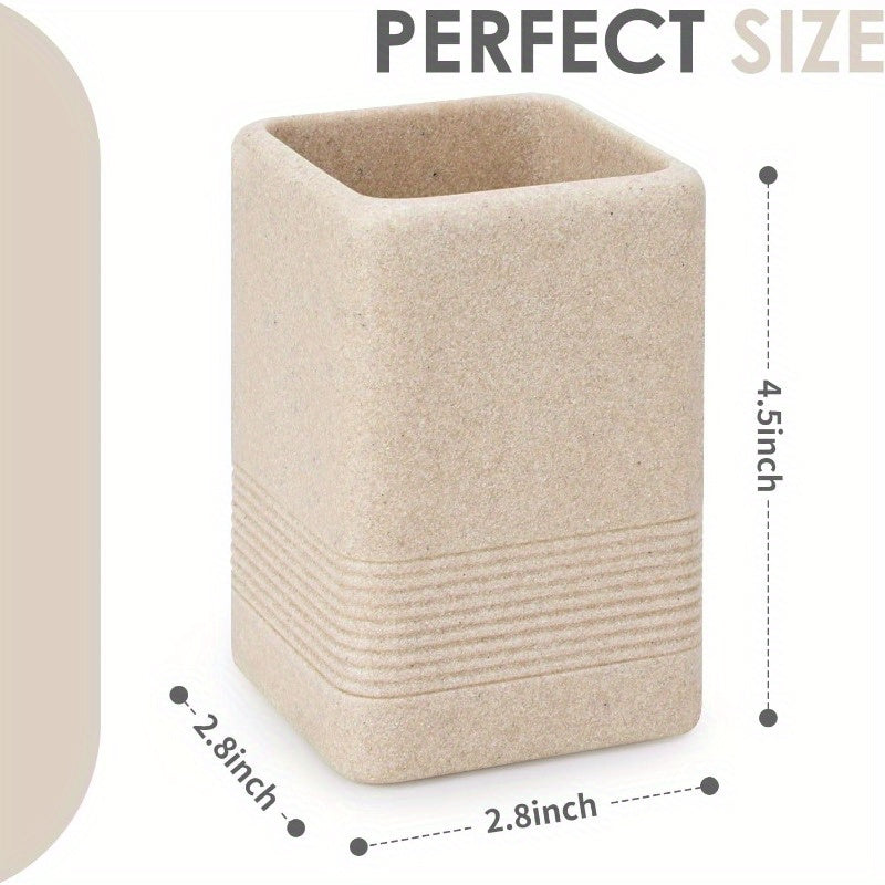 Toothbrush Holders for Bathrooms 2pcs Resin Toothbrush Holder Cup Organizer Tumbler for Bathroom Vanity Countertop Beige