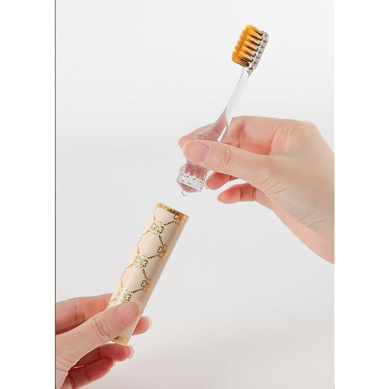 Foldable Travel Toothbrush SetCompact Head Mini Toothbrush with Toothbrush Case Soft Bristled Travel Toothbrushes for Adults Printed Handle 4pcs, Toothbrush Cover, Travel Toothbrush And Toothpaste, Hard Toothbrush for Women, Toothbrush Travel Case