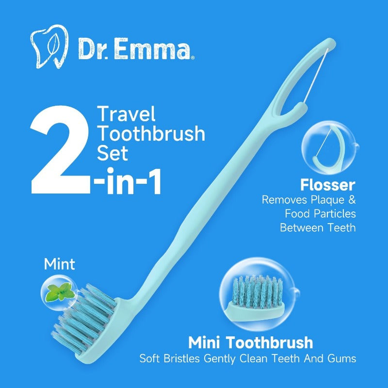 B Disposable Toothbes with Floss Travel Mint Toothb for OnTheGo Use 24 Packs Individually Wrapped Small Portable Toothb Blue