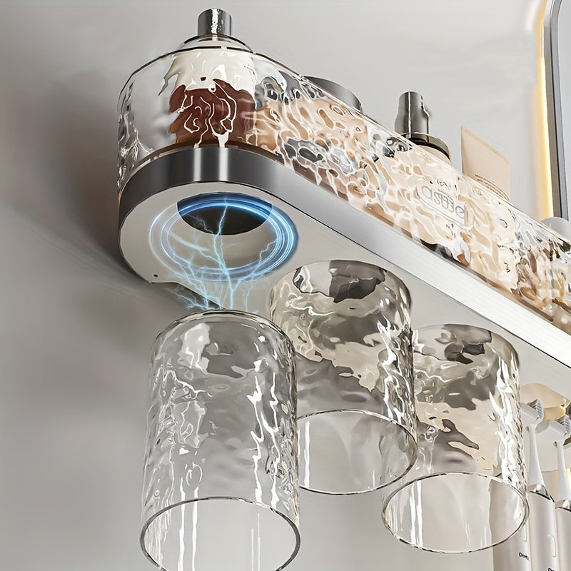 Bathroom Toiletries and Storage Set, Transparent Glacier Style, Including Shelf, Mouthwash Cup, Toothbrush Holder