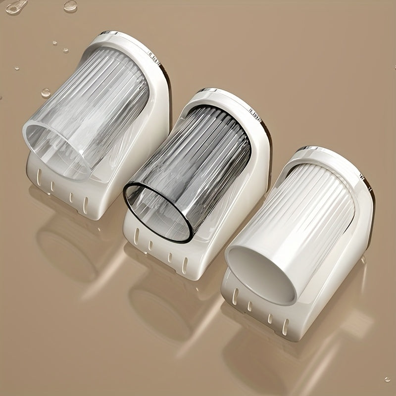 Magnetic Toothbrush Holder Magnetic Wall-Mounted Toothbrush and Toothpaste Holder with Rinse Cup - No Drilling Required, Ideal for Bathroom Organization, Plastic Construction