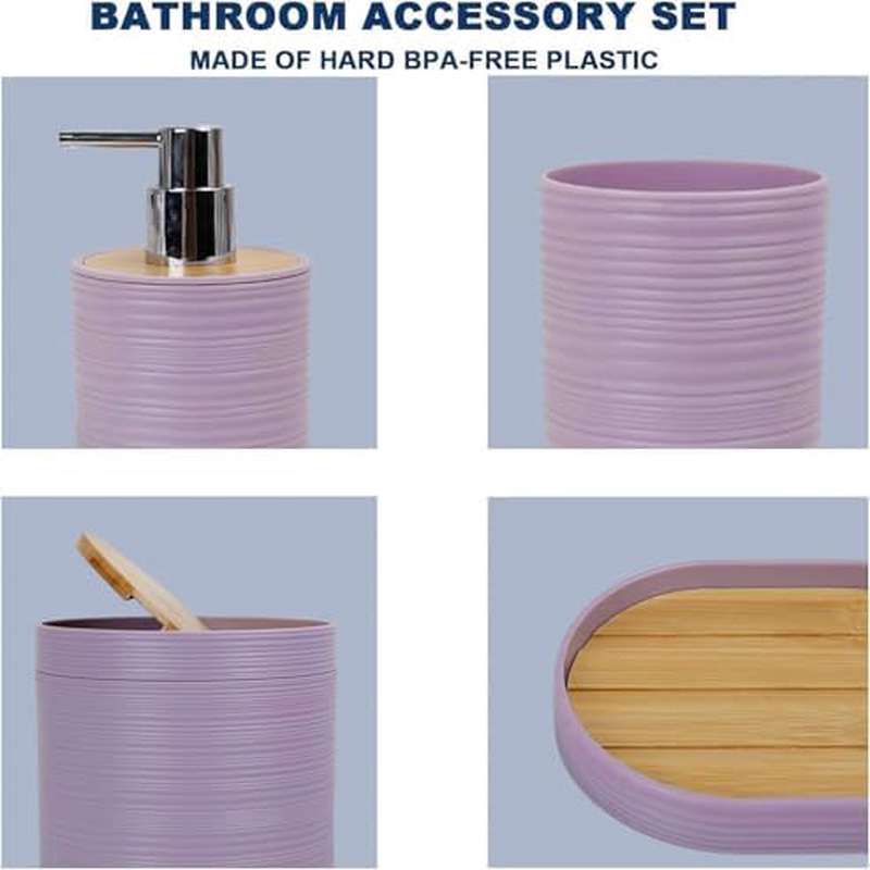 Bathroom Additions Set | Decorative Countertop with Soap Dispenser, Toothbrush Holder, Toothbrush Cup, Soap Dish | Ideal Housewarming Gift