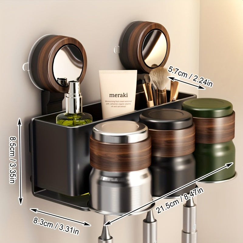 Modern Toothbrush Holder Modern Wall-Mounted Toothbrush Holder | Suction Cup\u002FDrill-Free | Bathroom Storage Shelf | Ideal Gift for Christmas Halloween
