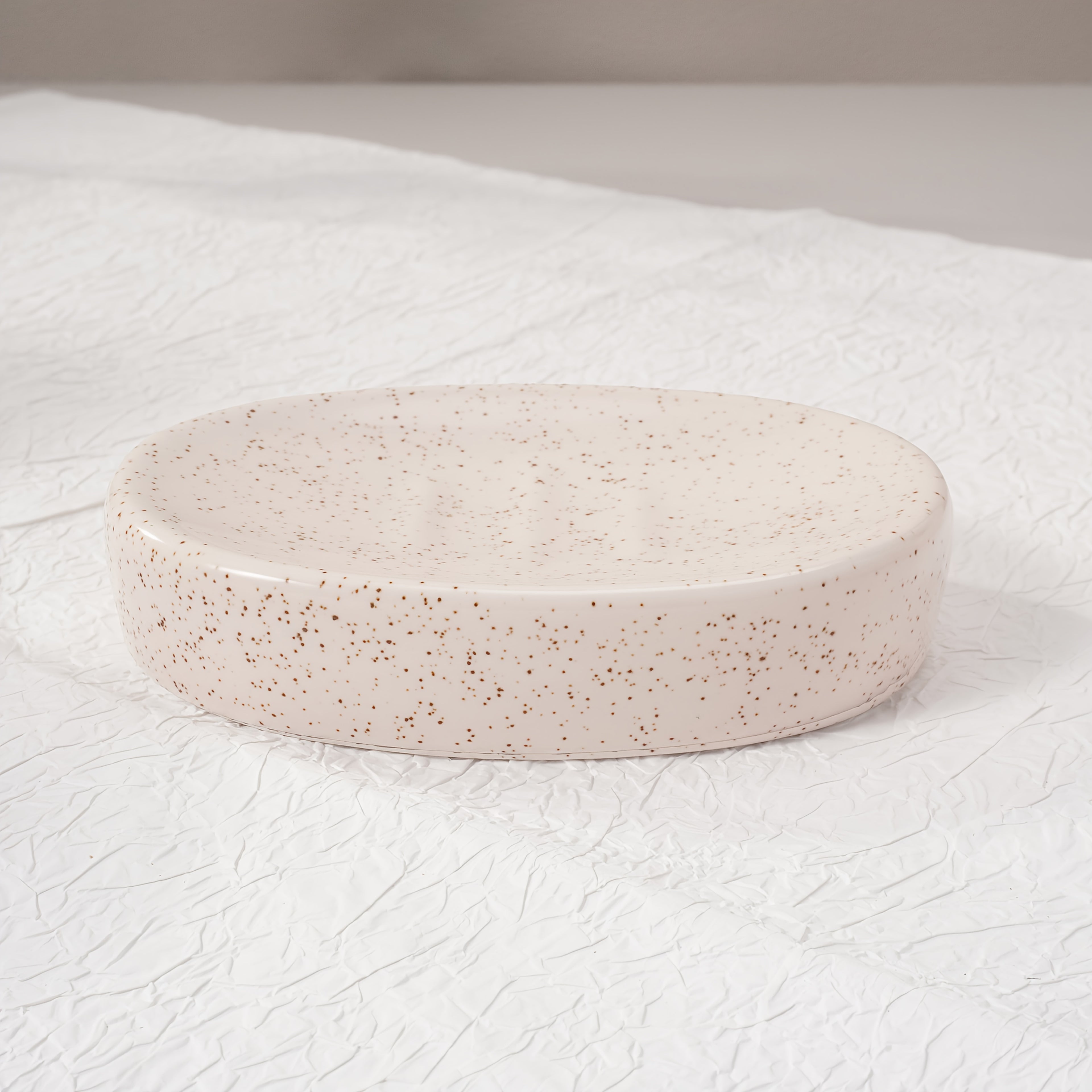 Texture Accessories 4pcs Beige Sandstone Ceramic Bathroom Set | Soap Dispenser, Toothbrush Holder, Tumbler, Soap Dish | Modern Minimalist Countertop Decor