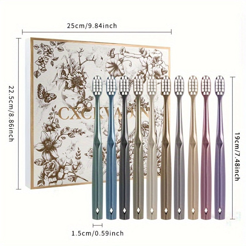 10 Soft-Bristle Toothbrushes, Family Gift Set, Adult Exclusive, Non-Slip Grip Handle, Full Coverage Cleaning, Polypropylene Material, Ideal for Daily Care, Deep Cleaning, Gum Protection, Hot Seller in the US., Family Dental Hygiene, Gum Protection