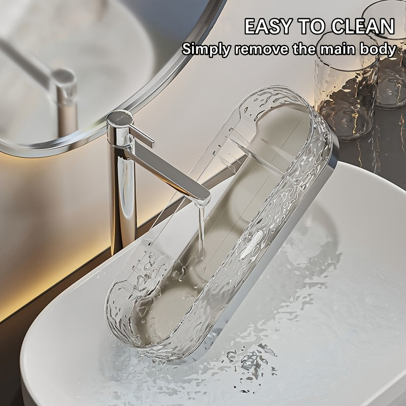 Bathroom Toiletries and Storage Set, Transparent Glacier Style, Including Shelf, Mouthwash Cup, Toothbrush Holder