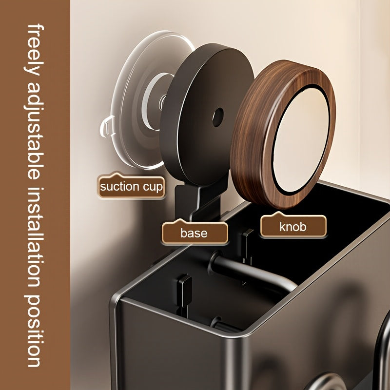 Modern Toothbrush Holder Modern Wall-Mounted Toothbrush Holder | Suction Cup\u002FDrill-Free | Bathroom Storage Shelf | Ideal Gift for Christmas Halloween