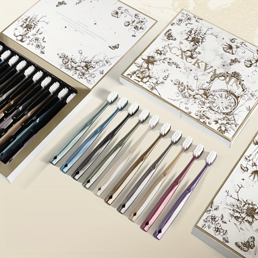 10 Soft-Bristle Toothbrushes, Family Gift Set, Adult Exclusive, Non-Slip Grip Handle, Full Coverage Cleaning, Polypropylene Material, Ideal for Daily Care, Deep Cleaning, Gum Protection, Hot Seller in the US., Family Dental Hygiene, Gum Protection