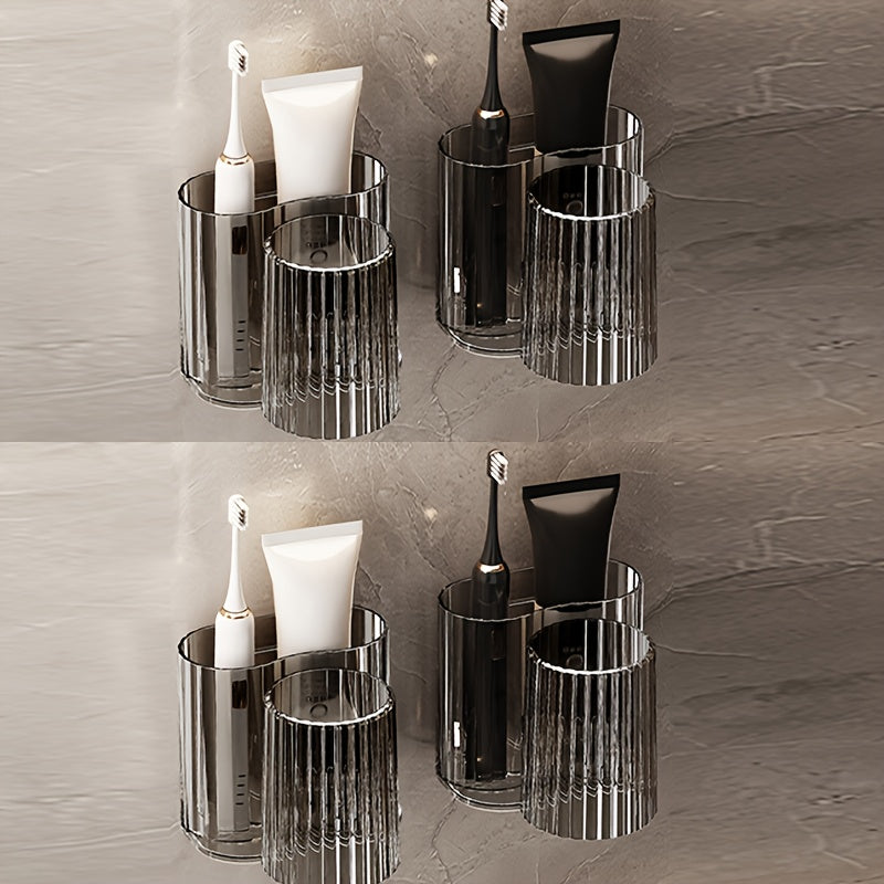 Toothbrush Holder with Cup, No Drilling Required, Wall-Mounted for Bathroom, Suitable for Family Use with Electric Toothbrush And Toothpaste