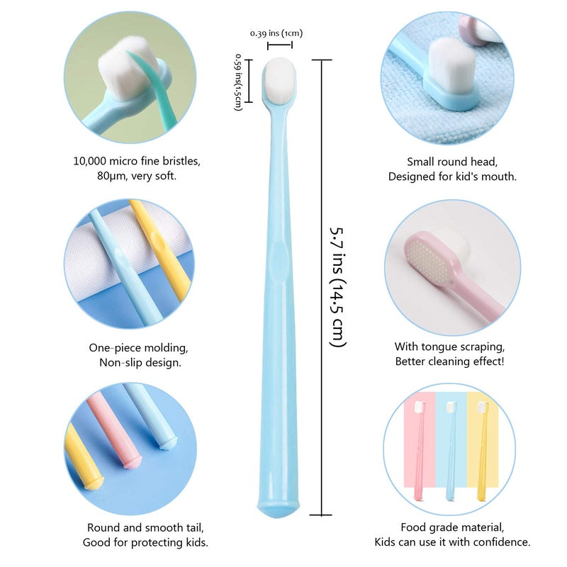 EasyHonor Extra Soft Toothbrush for Age 4 - 12 Years Old, with 10000 Soft Floss Bristle for Gum Care. ( 6pcs)