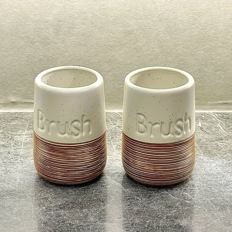 Bathroom Organization and Storage Set: Minimalist Ceramic Soap Dispenser, Smooth Porcelain Toothbrush Cup, Hotel Toilet Shampoo & Shower Gel Empty Bottles, Ceramic Press-Type Hand Soap Dispenser, Printed Brushed Ceramic Toothbrush Cup, Non-Slip