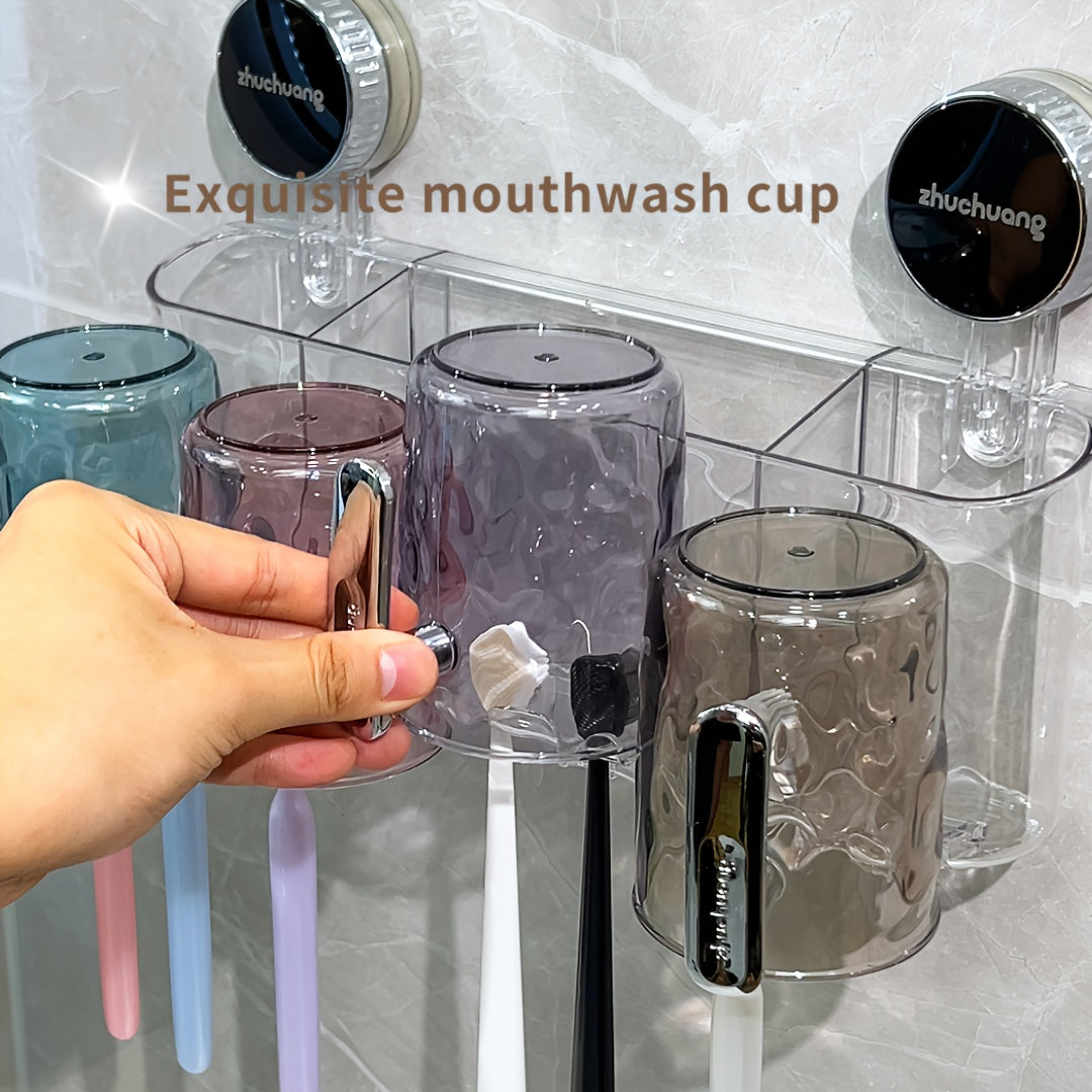 1 Wall-Mounted Toothbrush Holder\u002FStylish Transparent Bathroom Organizer\u002FSuction Cups and Cup\u002FSpace-Saving, No Drilling Required, Perfect for Home Use