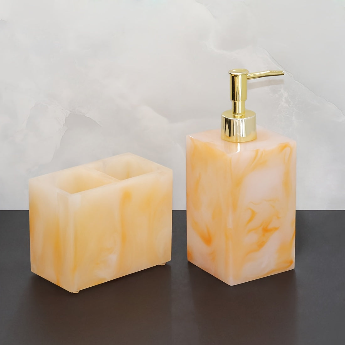 Bathroom Accessories Sample Room Decor: Bathroom Toiletry Set, Hand Soap Dispenser, Toothbrush Holder, Comb Holder, Bathroom Cup, Mouthwash Cup - A Very Beautiful Toiletry Set Decoration