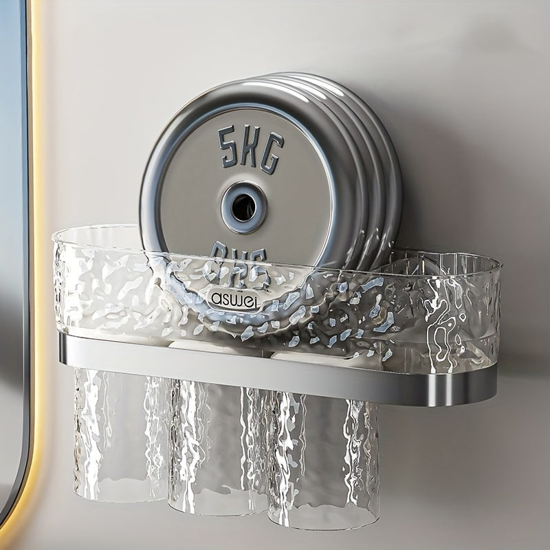 Bathroom Toiletries and Storage Set, Transparent Glacier Style, Including Shelf, Mouthwash Cup, Toothbrush Holder