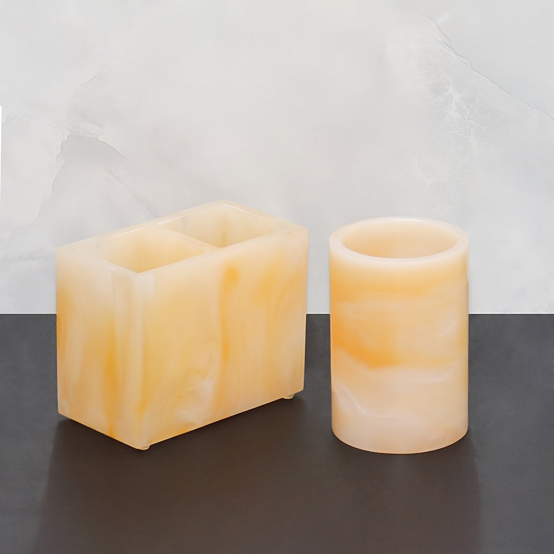 Bathroom Accessories Sample Room Decor: Bathroom Toiletry Set, Hand Soap Dispenser, Toothbrush Holder, Comb Holder, Bathroom Cup, Mouthwash Cup - A Very Beautiful Toiletry Set Decoration