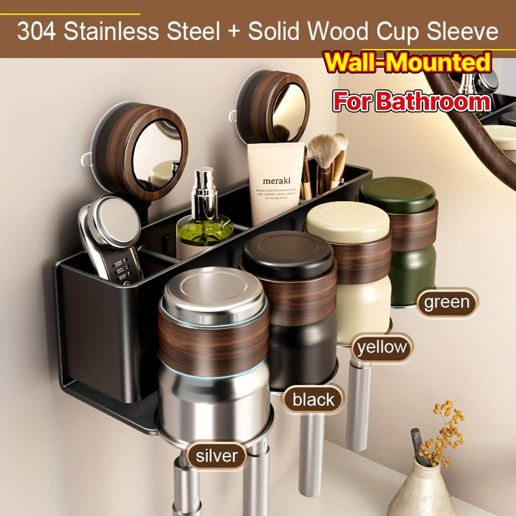 Modern Toothbrush Holder Modern Wall-Mounted Toothbrush Holder | Suction Cup\u002FDrill-Free | Bathroom Storage Shelf | Ideal Gift for Christmas Halloween