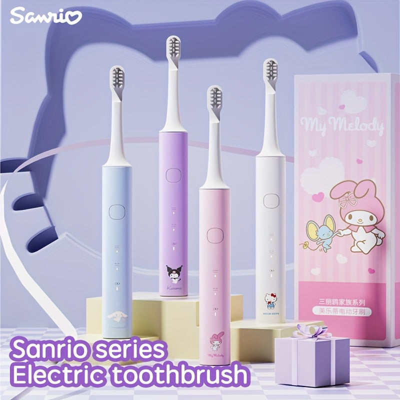 Adorable! This Sanrio Electric Toothbrush Featuring Hello Kitty, Cinnamoroll, My Melody, And Kuromi Comes with Two Replacement Brush Heads, Offers Two Brushing Modes And Intensity Levels, And Is Beautifully Packaged