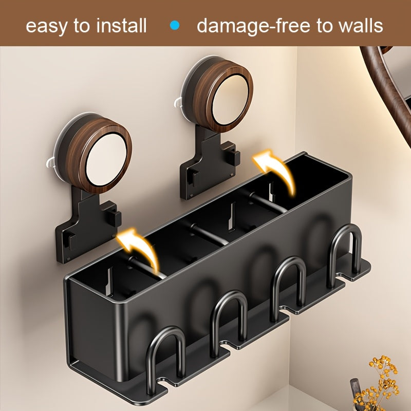Modern Toothbrush Holder Modern Wall-Mounted Toothbrush Holder | Suction Cup\u002FDrill-Free | Bathroom Storage Shelf | Ideal Gift for Christmas Halloween