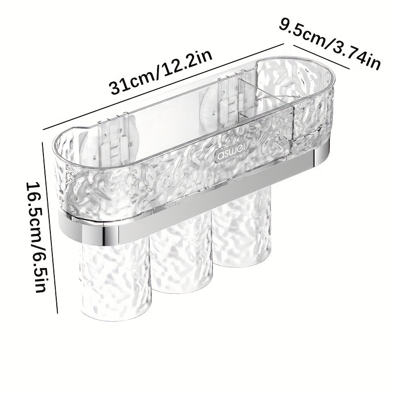 Bathroom Toiletries and Storage Set, Transparent Glacier Style, Including Shelf, Mouthwash Cup, Toothbrush Holder