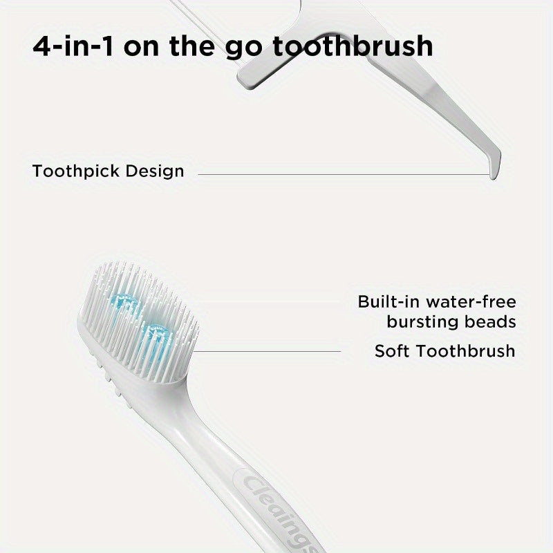 Cleaings Disposable Toothbrushes with Toothpaste 4in1 Travel Toothbrushes Builtin Tongue Scraper Floss Picks for OnTheGo Camping Work Mint, Toothbrush with Cover, Camping Toothbrush, Toothbrush Hard, Soft Toothbrush, Hard Toothbrush, Portable Dental
