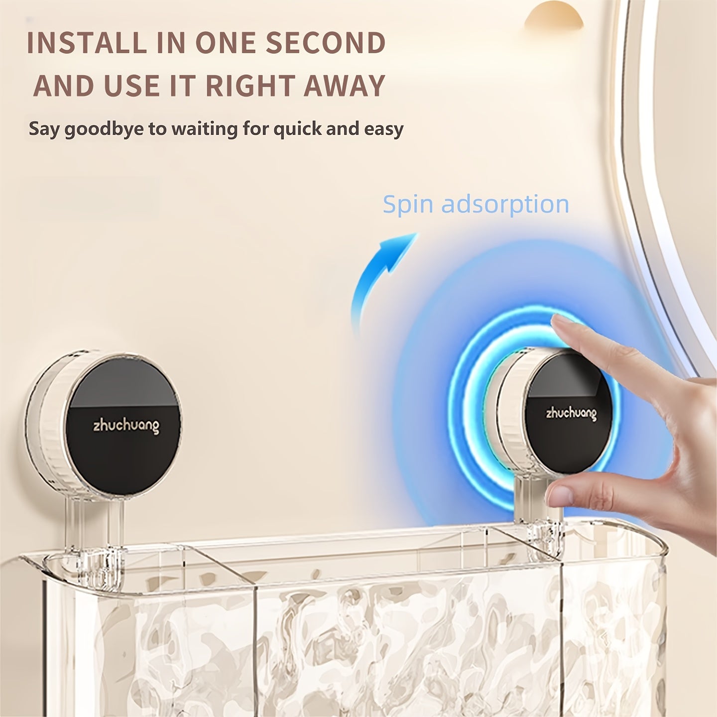 1 Wall-Mounted Toothbrush Holder\u002FStylish Transparent Bathroom Organizer\u002FSuction Cups and Cup\u002FSpace-Saving, No Drilling Required, Perfect for Home Use