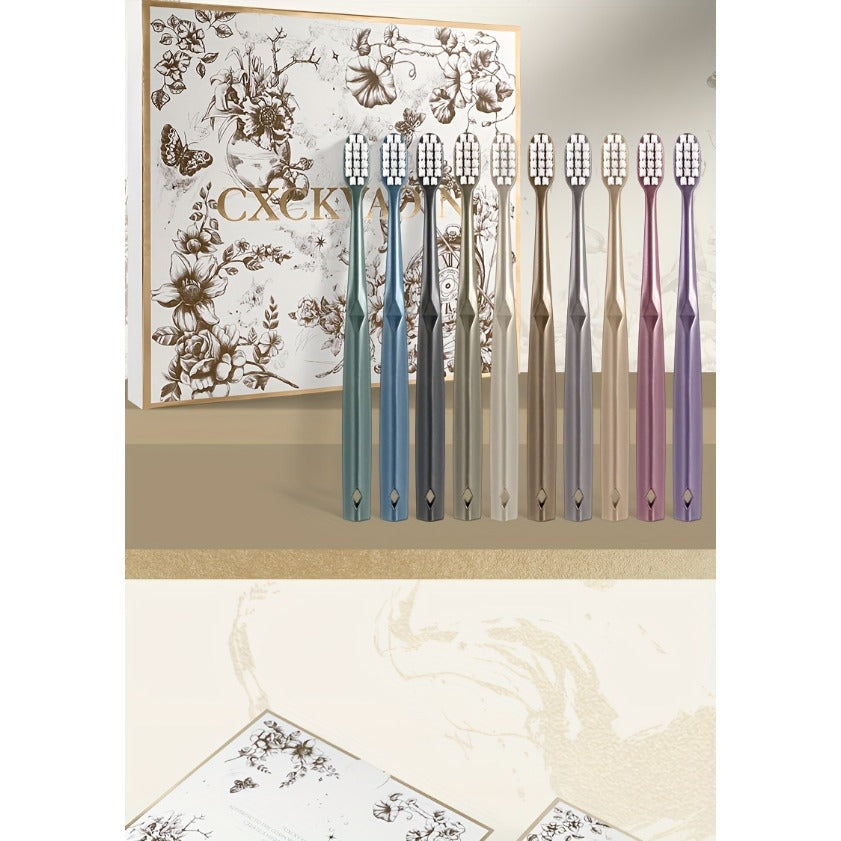 10 Soft-Bristle Toothbrushes, Family Gift Set, Adult Exclusive, Non-Slip Grip Handle, Full Coverage Cleaning, Polypropylene Material, Ideal for Daily Care, Deep Cleaning, Gum Protection, Hot Seller in the US., Family Dental Hygiene, Gum Protection