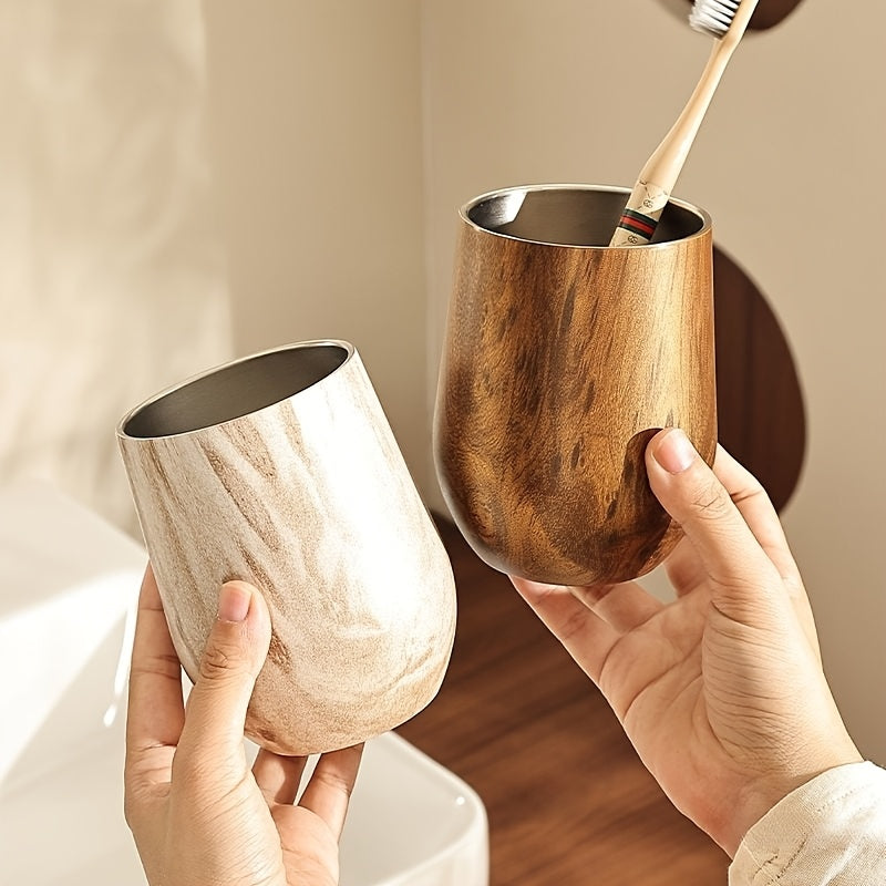 1\u002F3pcs Vintage Stainless Steel Mouthwash Cup and Toothbrush Holder Set | Durable, Elegant Design, Includes Cup and Tray, Suitable for Home, Hotel, or Dormitory Bathrooms, No Needed, Essential Bathroom Accessory