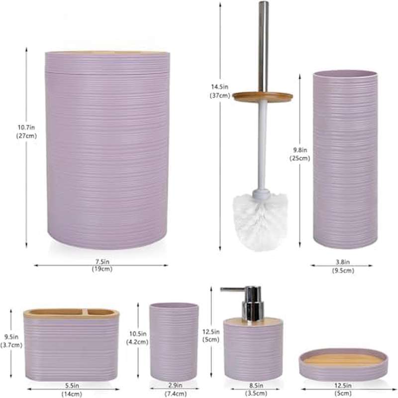 Bathroom Additions Set | Decorative Countertop with Soap Dispenser, Toothbrush Holder, Toothbrush Cup, Soap Dish | Ideal Housewarming Gift