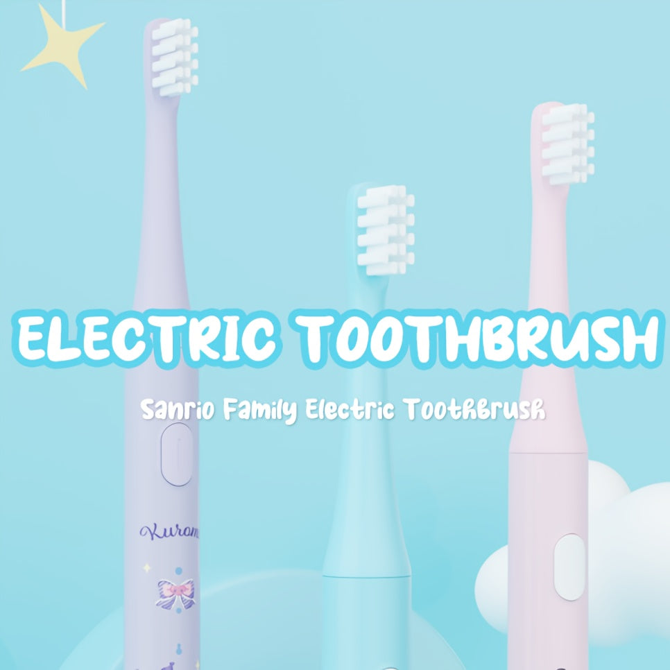 1pc Sanrio Hello Kitty Kuromi Cinnamoroll Electric Toothbrush With 3 Replacement Brush Heads, 4 Brushing Modes And 4 Intensity Levels, 2-Minute Timer, Portable, Exquisite Packaging, Cute Design, Suitable For Adult Girls, Birthdays, Graduations