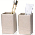 Toothbrush Holders for Bathrooms 2pcs Resin Toothbrush Holder Cup Organizer Tumbler for Bathroom Vanity Countertop Beige