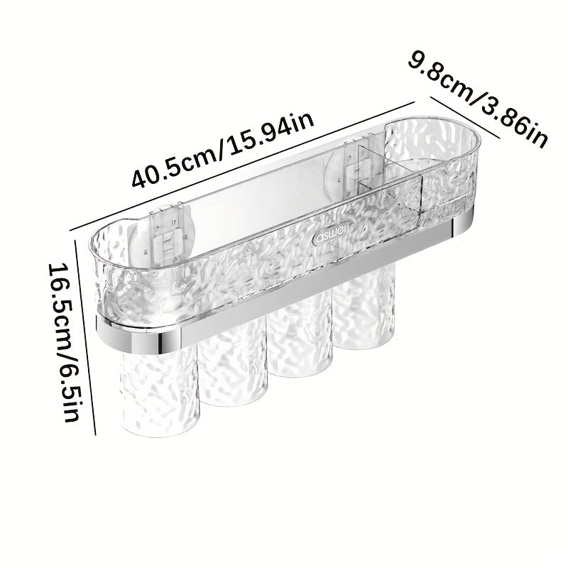 Bathroom Toiletries and Storage Set, Transparent Glacier Style, Including Shelf, Mouthwash Cup, Toothbrush Holder