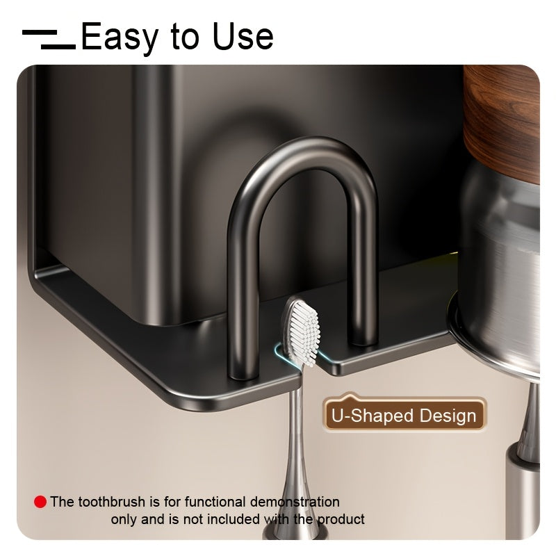 Modern Toothbrush Holder Modern Wall-Mounted Toothbrush Holder | Suction Cup\u002FDrill-Free | Bathroom Storage Shelf | Ideal Gift for Christmas Halloween