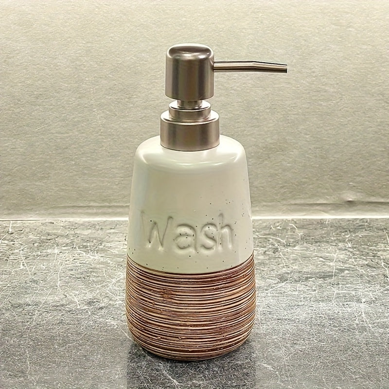 Bathroom Organization and Storage Set: Minimalist Ceramic Soap Dispenser, Smooth Porcelain Toothbrush Cup, Hotel Toilet Shampoo & Shower Gel Empty Bottles, Ceramic Press-Type Hand Soap Dispenser, Printed Brushed Ceramic Toothbrush Cup, Non-Slip