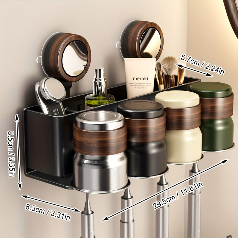 Modern Toothbrush Holder Modern Wall-Mounted Toothbrush Holder | Suction Cup\u002FDrill-Free | Bathroom Storage Shelf | Ideal Gift for Christmas Halloween