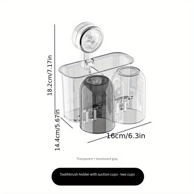 Suction Cup Toothbrush Holder, No Drilling Required, Wall-Mounted Bathroom Cup and Rinse Cup Organizer, Shower Caddies