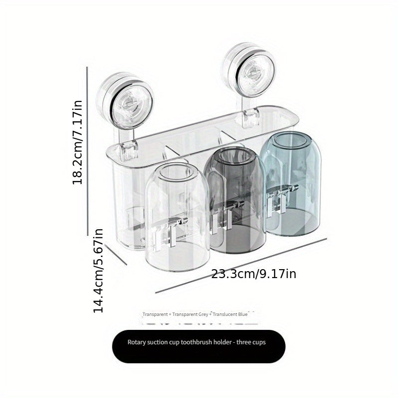 Suction Cup Toothbrush Holder, No Drilling Required, Wall-Mounted Bathroom Cup and Rinse Cup Organizer, Shower Caddies