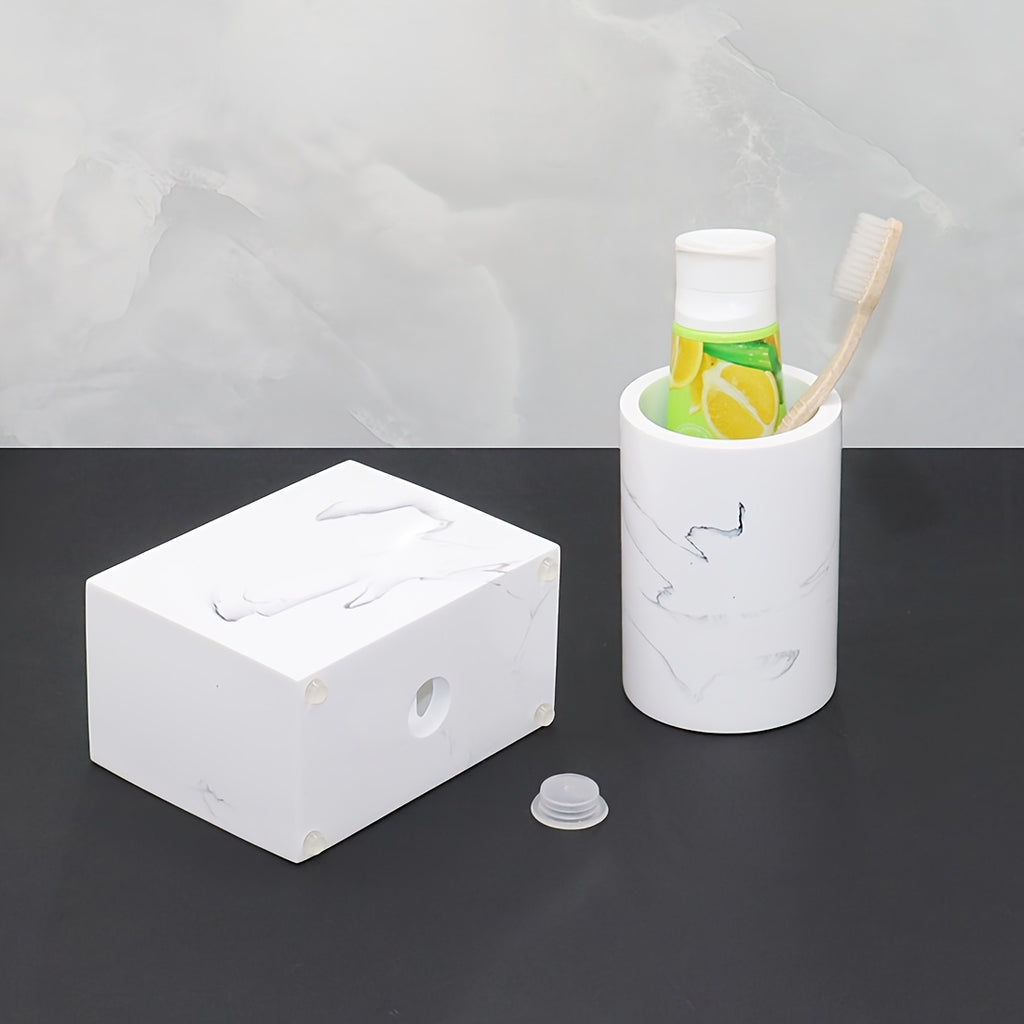 Bathroom Accessories Sample Room Decor: Bathroom Toiletry Set, Hand Soap Dispenser, Toothbrush Holder, Comb Holder, Bathroom Cup, Mouthwash Cup - A Very Beautiful Toiletry Set Decoration