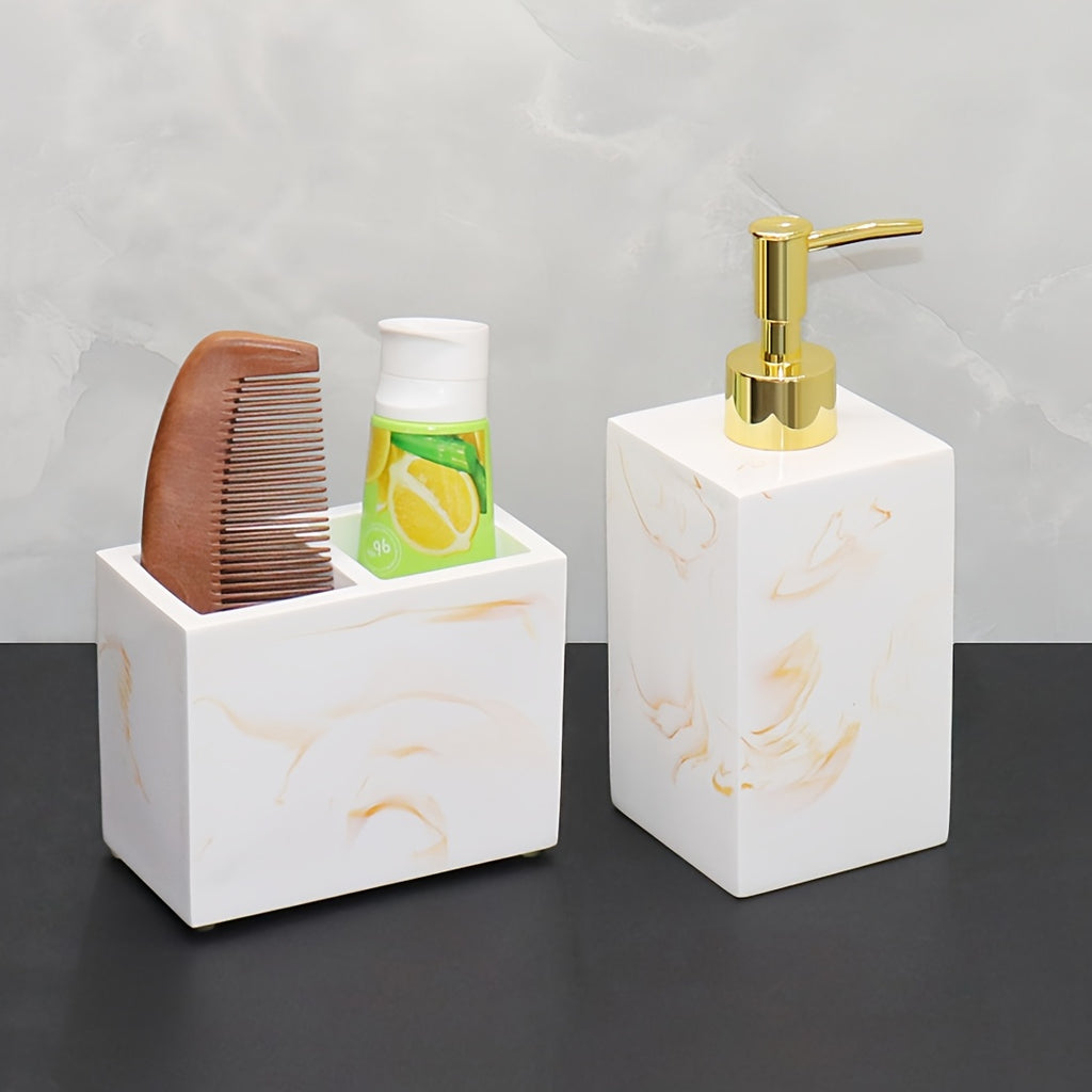 Bathroom Accessories Sample Room Decor: Bathroom Toiletry Set, Hand Soap Dispenser, Toothbrush Holder, Comb Holder, Bathroom Cup, Mouthwash Cup - A Very Beautiful Toiletry Set Decoration