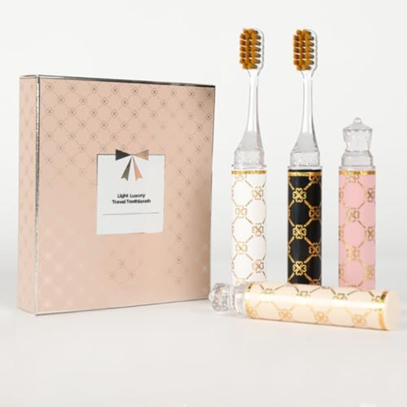 Foldable Travel Toothbrush SetCompact Head Mini Toothbrush with Toothbrush Case Soft Bristled Travel Toothbrushes for Adults Printed Handle 4pcs, Toothbrush Cover, Travel Toothbrush And Toothpaste, Hard Toothbrush for Women, Toothbrush Travel Case