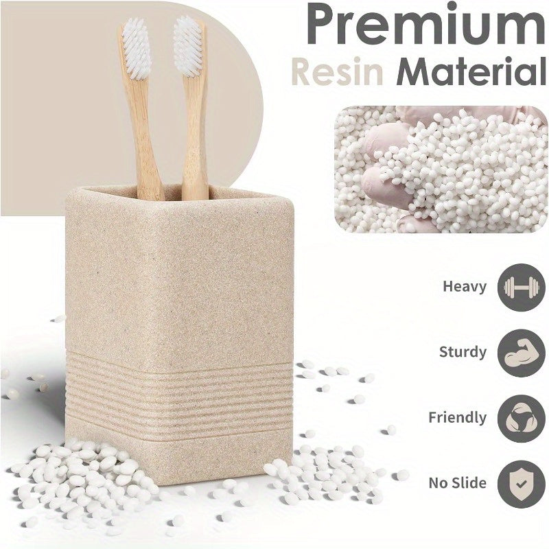 Toothbrush Holders for Bathrooms 2pcs Resin Toothbrush Holder Cup Organizer Tumbler for Bathroom Vanity Countertop Beige